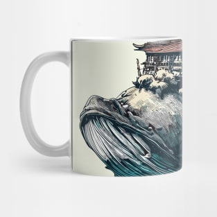 Fantasy whale village Mug